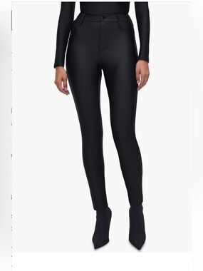 Good American Good Waist High Shine Compression Leggings pants size 10 black NWT